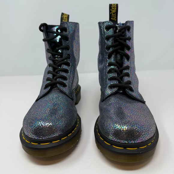 Dr Martens Boots Women's 7 Gray Metallic Iridescent Pascal AW004 SK06S - Picture 3 of 14